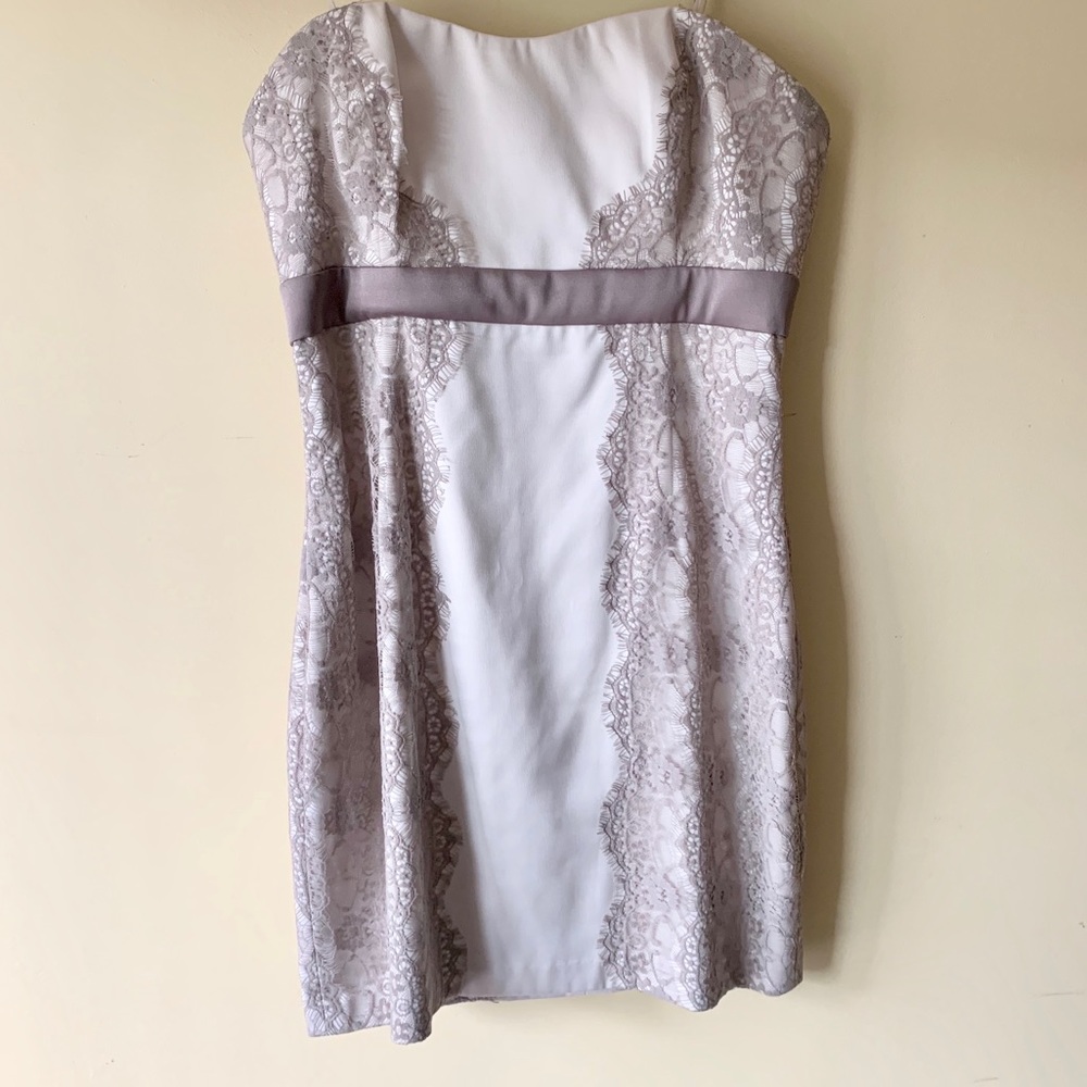 Strapless Satin Heart Shaped Dress w/ Lace Detail